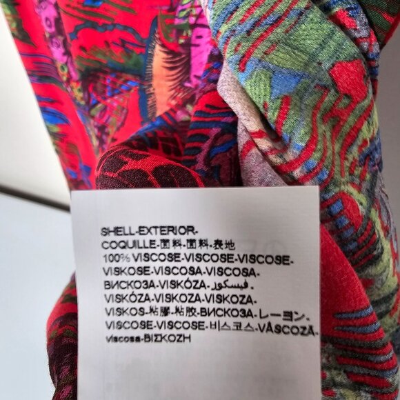 Desigual 42 M Red Botanical Dress Floral Zipper Ofelia Asymmetric Euro Tropical - Picture 5 of 7